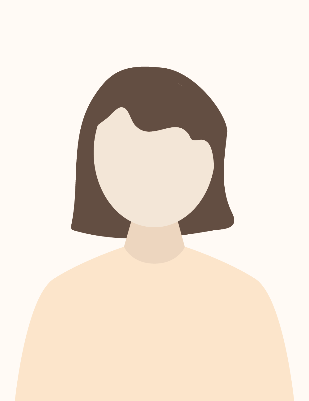 Platzhalter einer farbigen Illustration eines Personen-Portraits mit mittellangen, dunklen Haaren